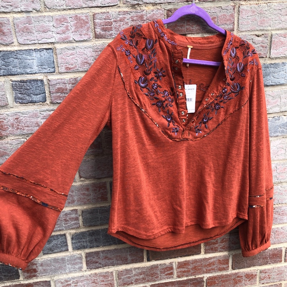 Free people rusty orange blouse NWT